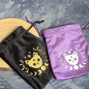 靈貓 塔羅牌絨布收納袋 紫/黑